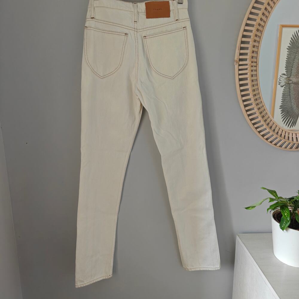 FRAME Le Italien True Straight Jeans 25 Blanc White Rigid Denim Made in Italy - Picture 5 of 8